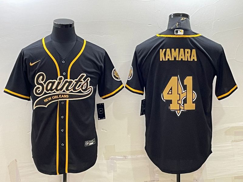 Men New Orleans Saints 41 Kamara Black Gold 2022 Nike Co branded NFL Jersey